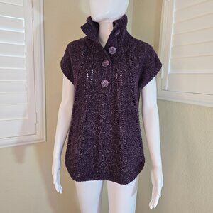 BCBGMaxAzria Pointelle Sweater Pullover Dark Orchid